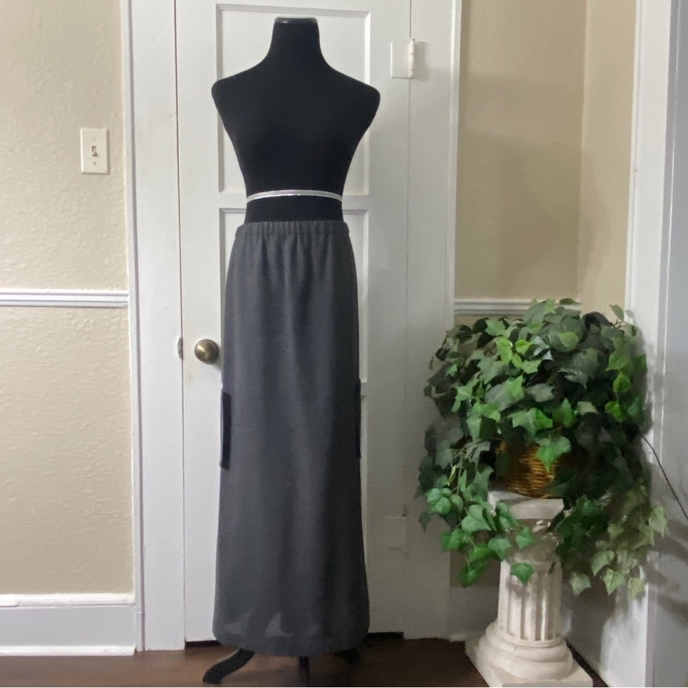 Shirin Guild Straight Dark Gray Maxi Wool Skirt